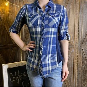 Ci Sono Plaid Blue SMALL Shirt NWOT